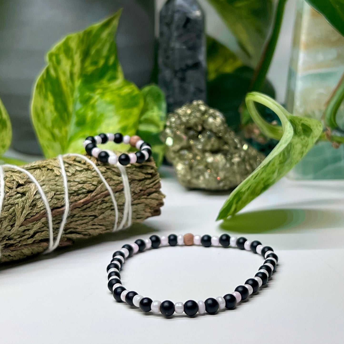 Black & Pink - Bracelet and Ring Combo