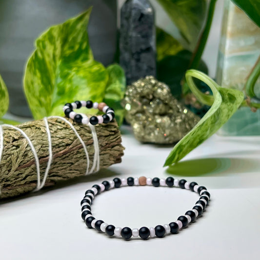 Black & Pink - Bracelet and Ring Combo