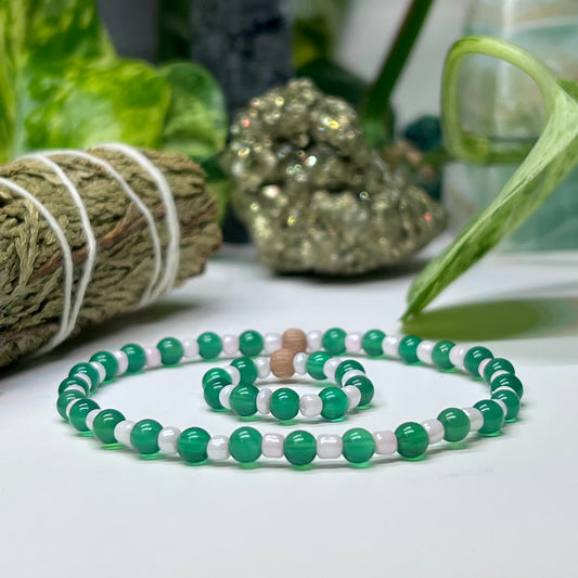 Green & Pink - Bracelet and Ring Combo